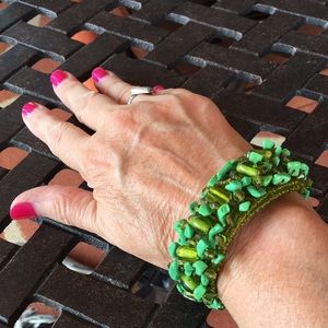 Vintage Green Beaded Bracelet